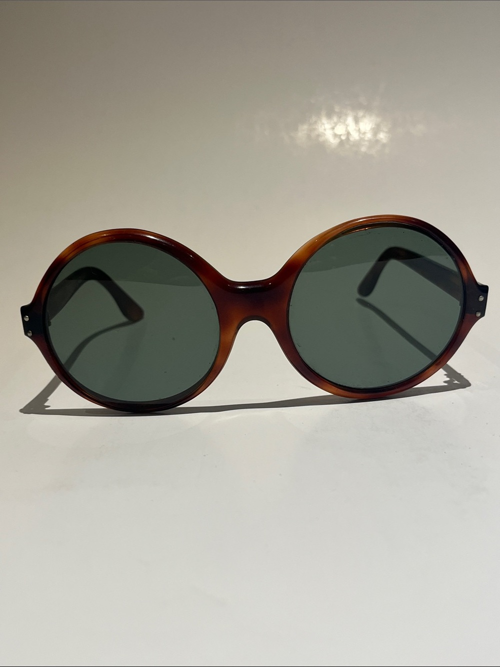 Rene Round Tortoiseshell Sunglasses for Women - Brown Frames, Green Lenses